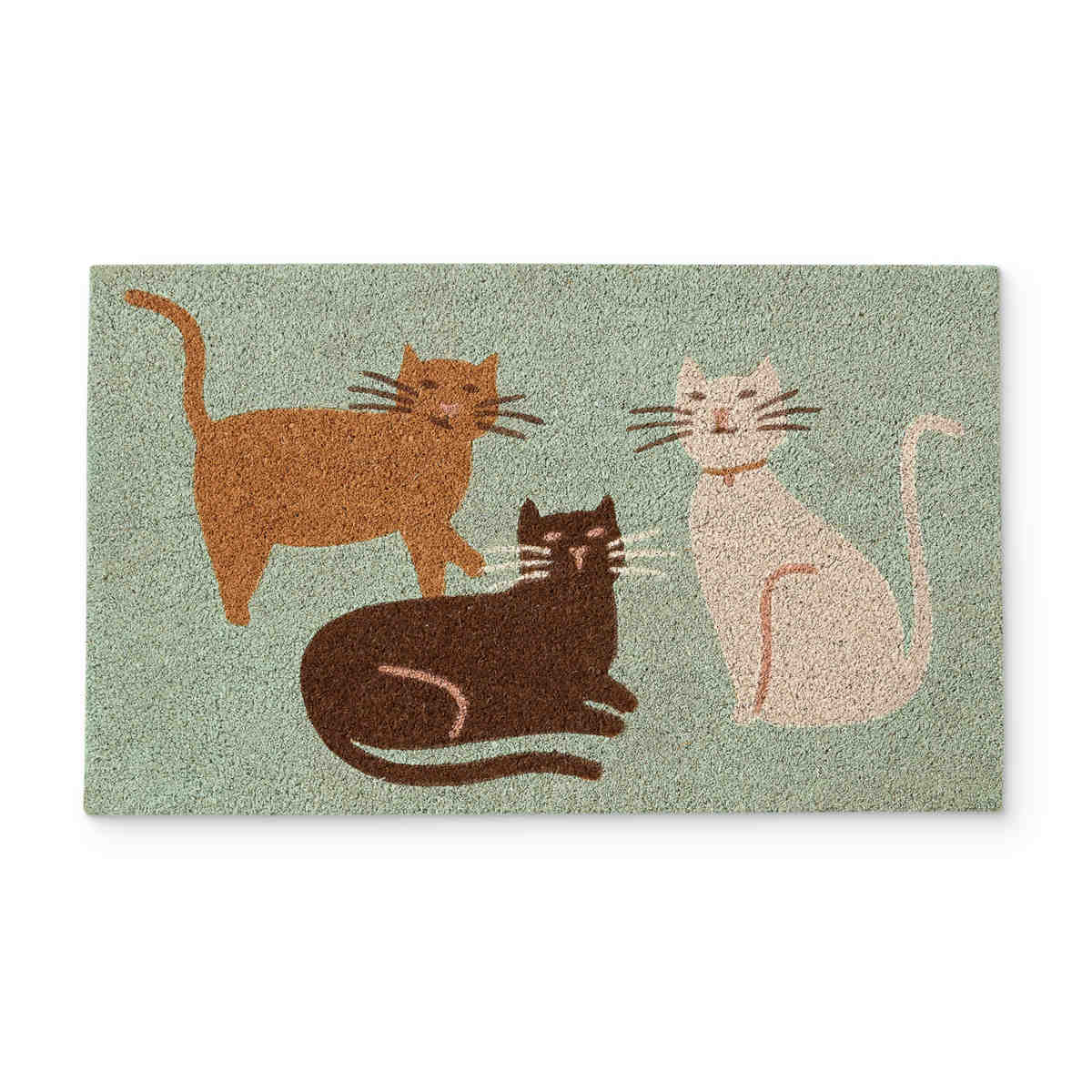 Madras Link Happy Cats Doormat 45 x 75cm with playful cat illustrations on natural coir