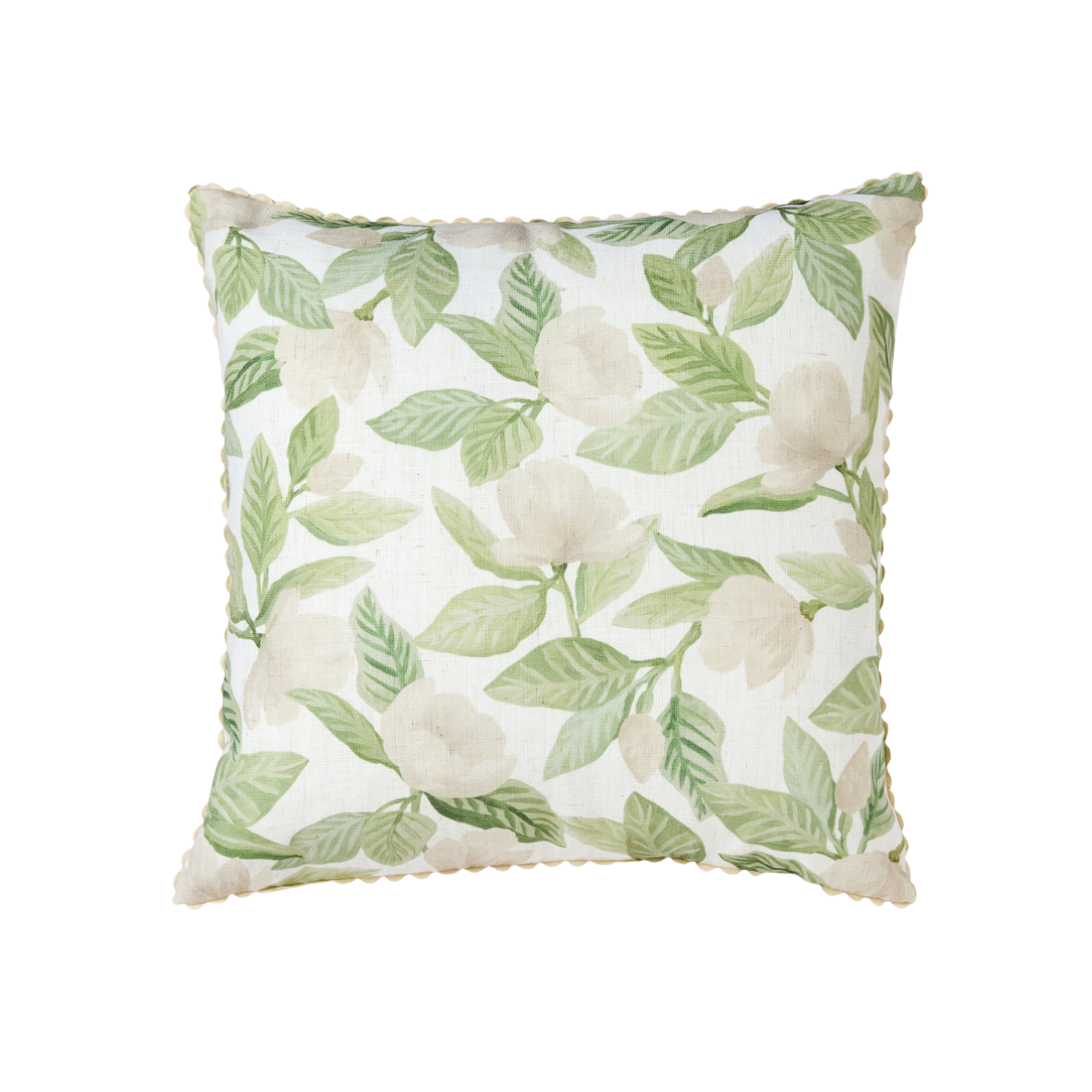Madras Link Magnolia Tree Polyester Linen Cushion Green 50cm | Minimax