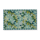 Madras Link Meadow Doormat Teal 45 x 75cm with floral meadow pattern on natural coir