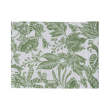 Madras Link Samara Tablerunner Green 35 x 200cm - Green leaf pattern on a white background