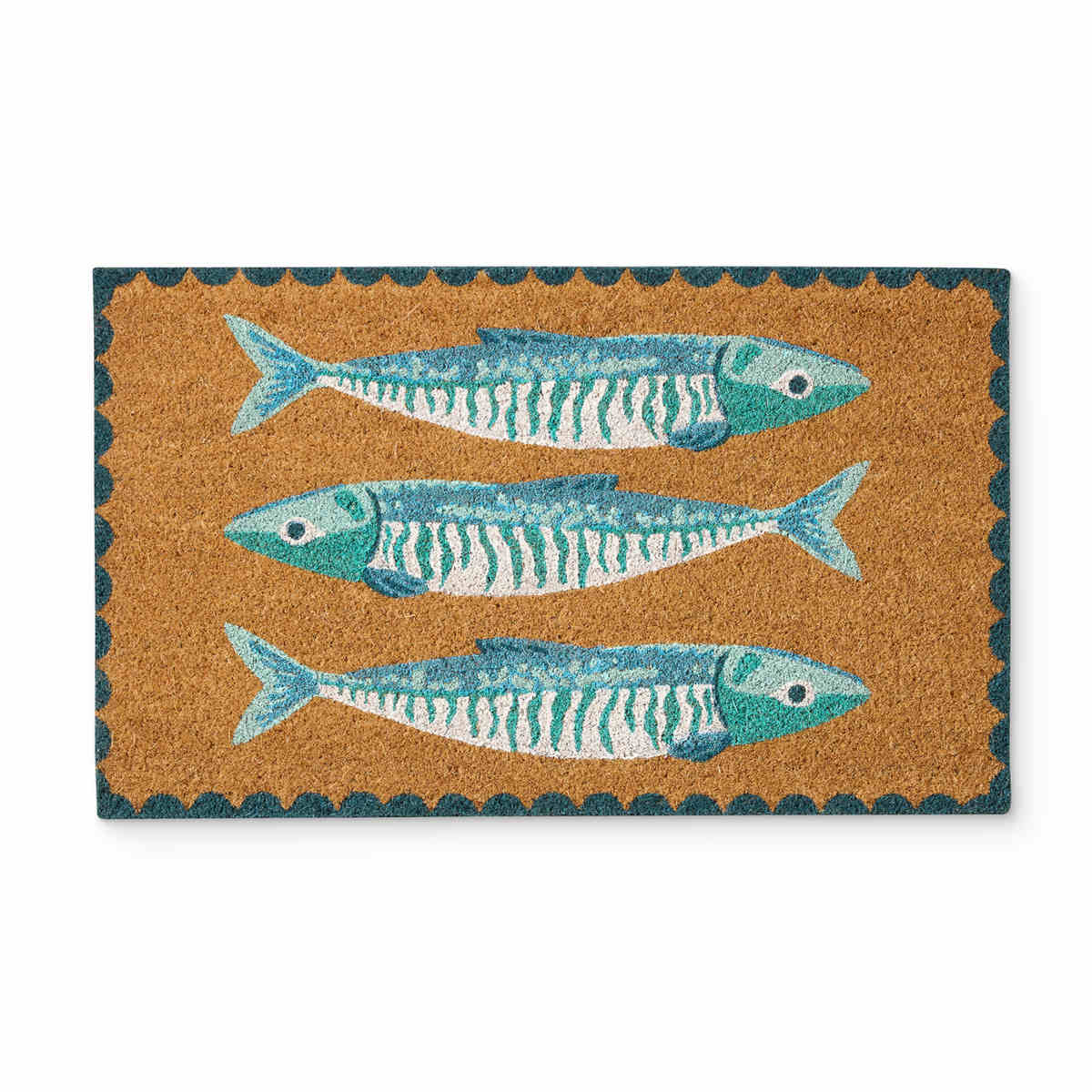 Madras Link Sardines Doormat Blue 45 x 75cm with illustrated sardine tin design on coir