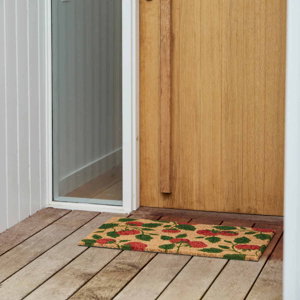 Madras Link Tomato Doormat 45 x 75cm with red tomato pattern on natural coir