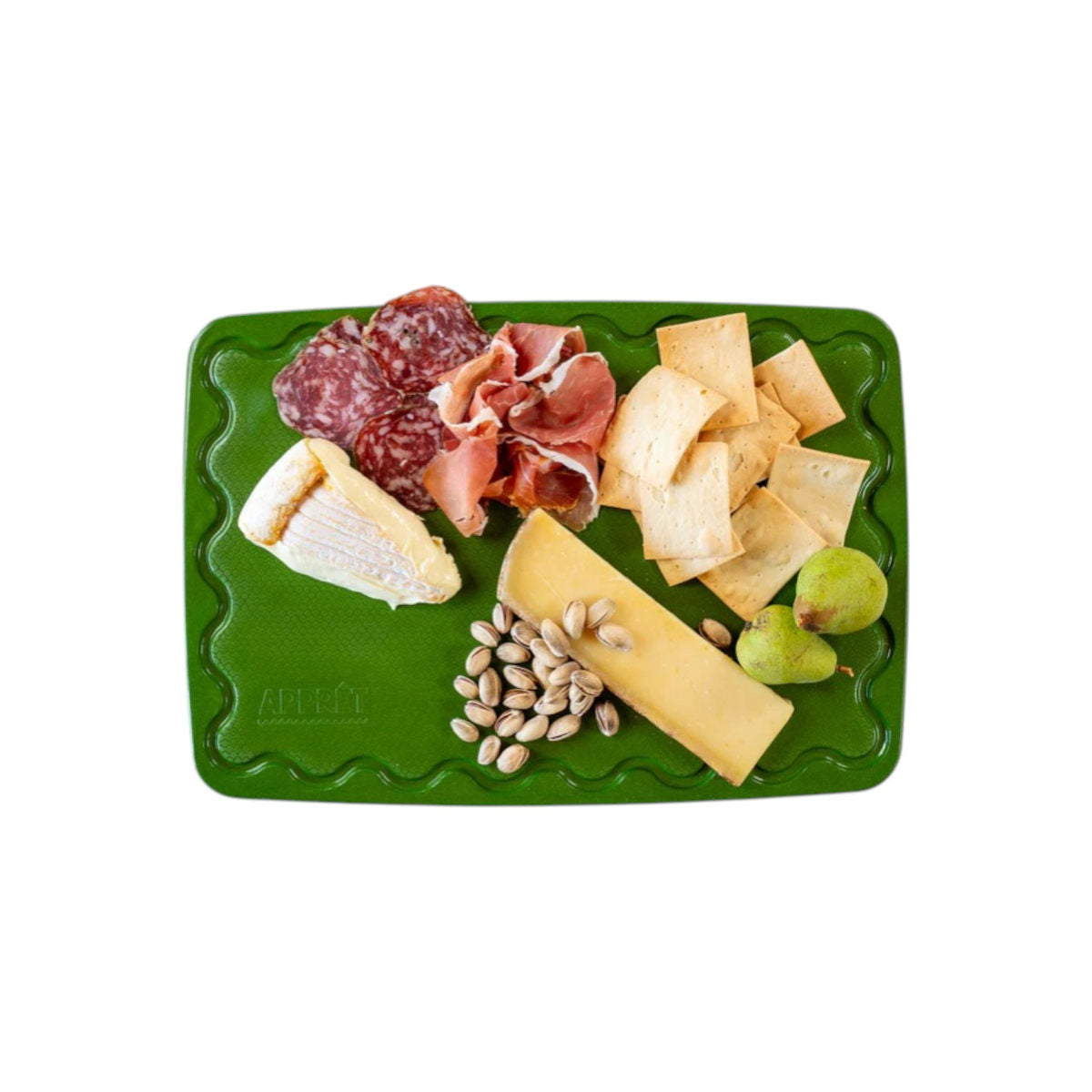 Maison Appret Chopping Board Green 40 x 28cm with rectangular shape and handle hole