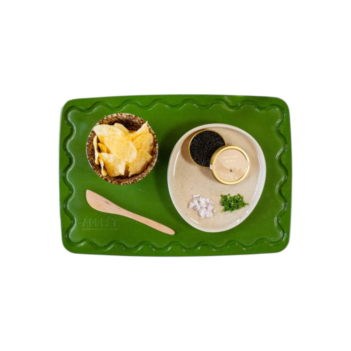 Maison Appret Chopping Board Green 40 x 28cm with rectangular shape and handle hole