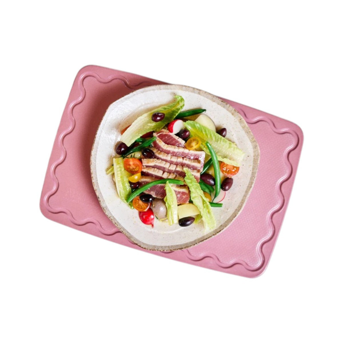 Maison Appret Chopping Board Pink 40 x 28cm with rectangular shape and handle hole