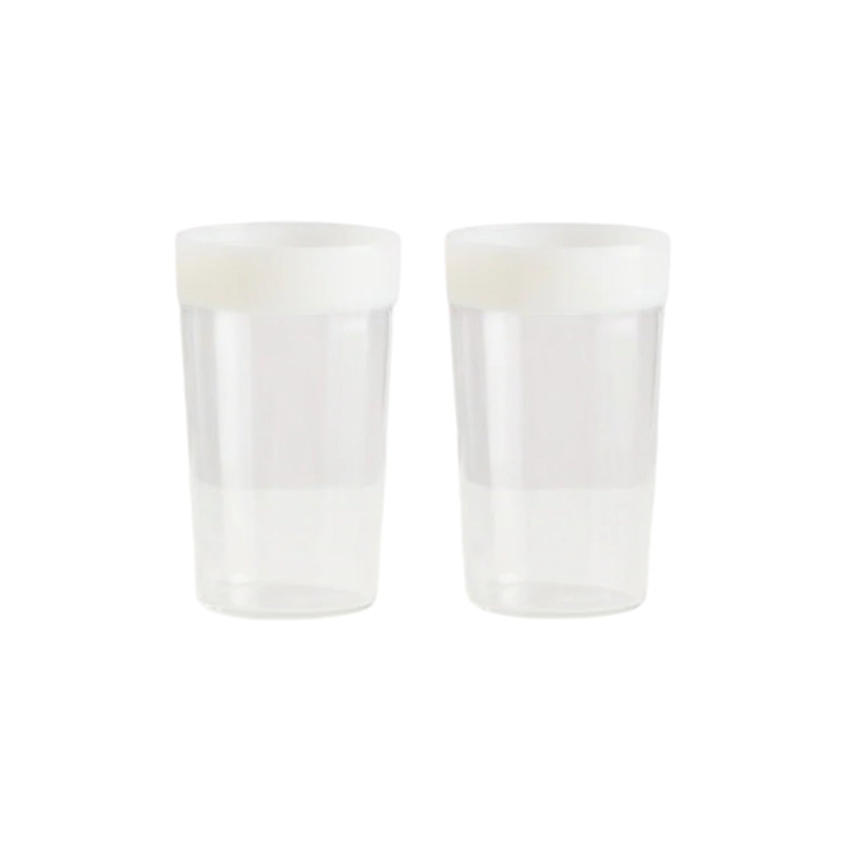 Maison Balzac Ceres Beer Glasses 375ml (Set of 2) – clear glass with white rim, shown empty side by side