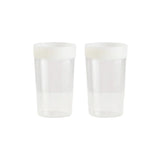 Maison Balzac Ceres Beer Glasses 375ml (Set of 2) – clear glass with white rim, shown empty side by side