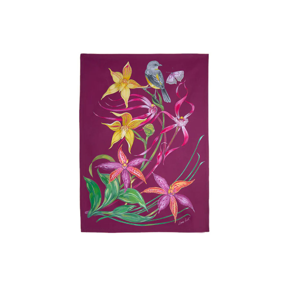 Maxwell & Williams Eloise Short Lyric Yellow Robin Tea Towel | Minimax
