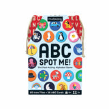 Mudpuppy ABC Spot Me Game featuring colourful alphabet icons and drawstring storage bag