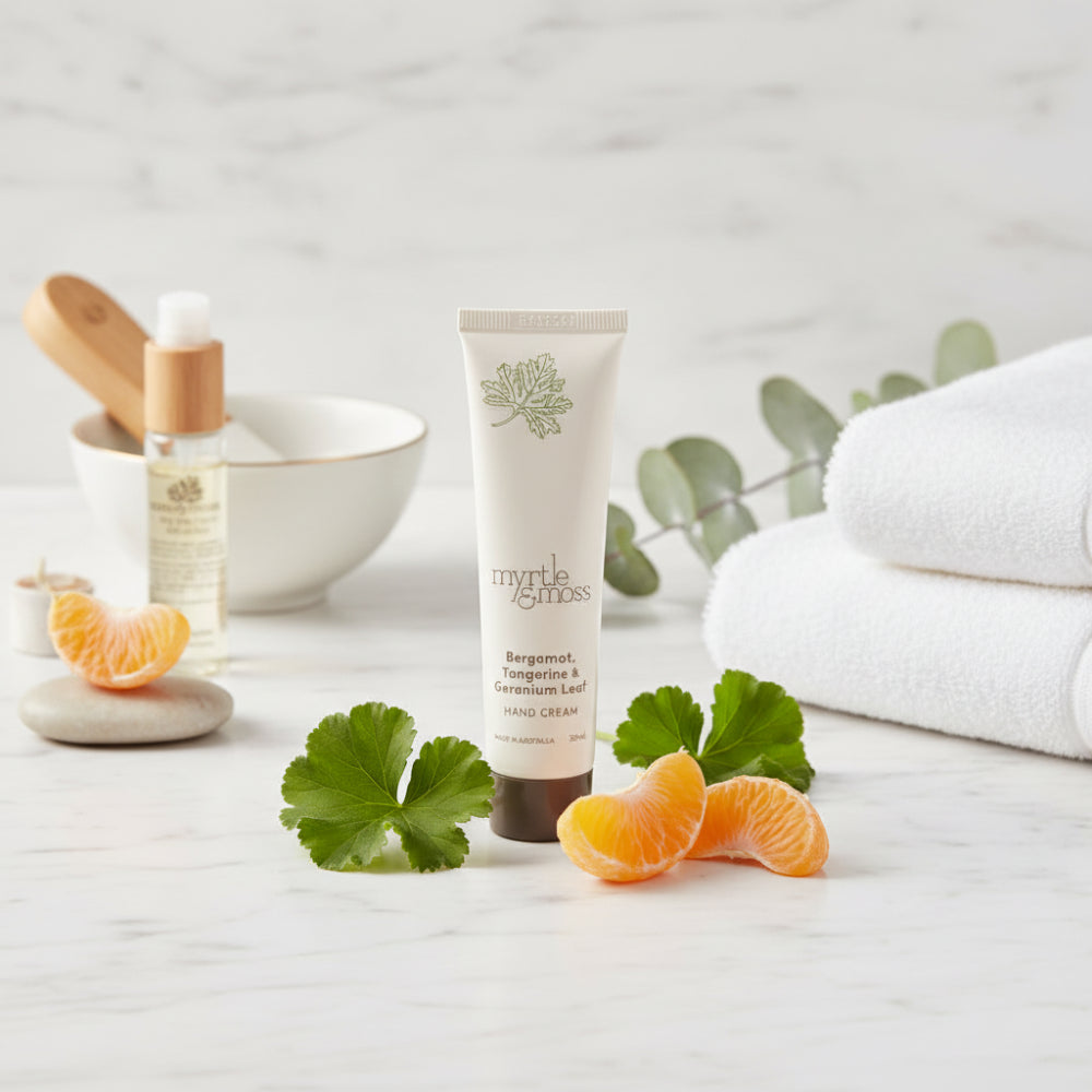 Myrtle & Moss Bergamot, Tangerine & Geranium Leaf Mini Hand Cream 30ml | Minimax