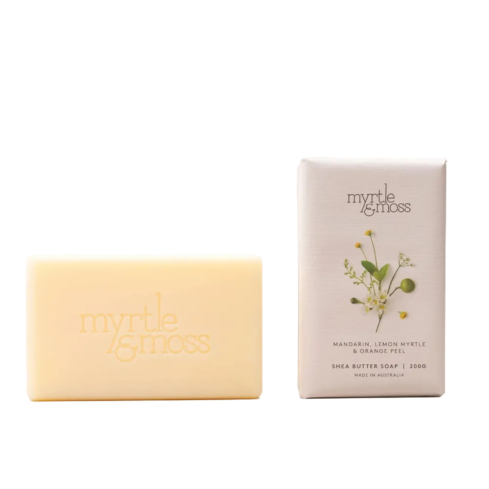 Myrtle and Moss Mandarin, Lemon Myrtle & Orange Peel Shea Butter Soap 200g | Minimax
