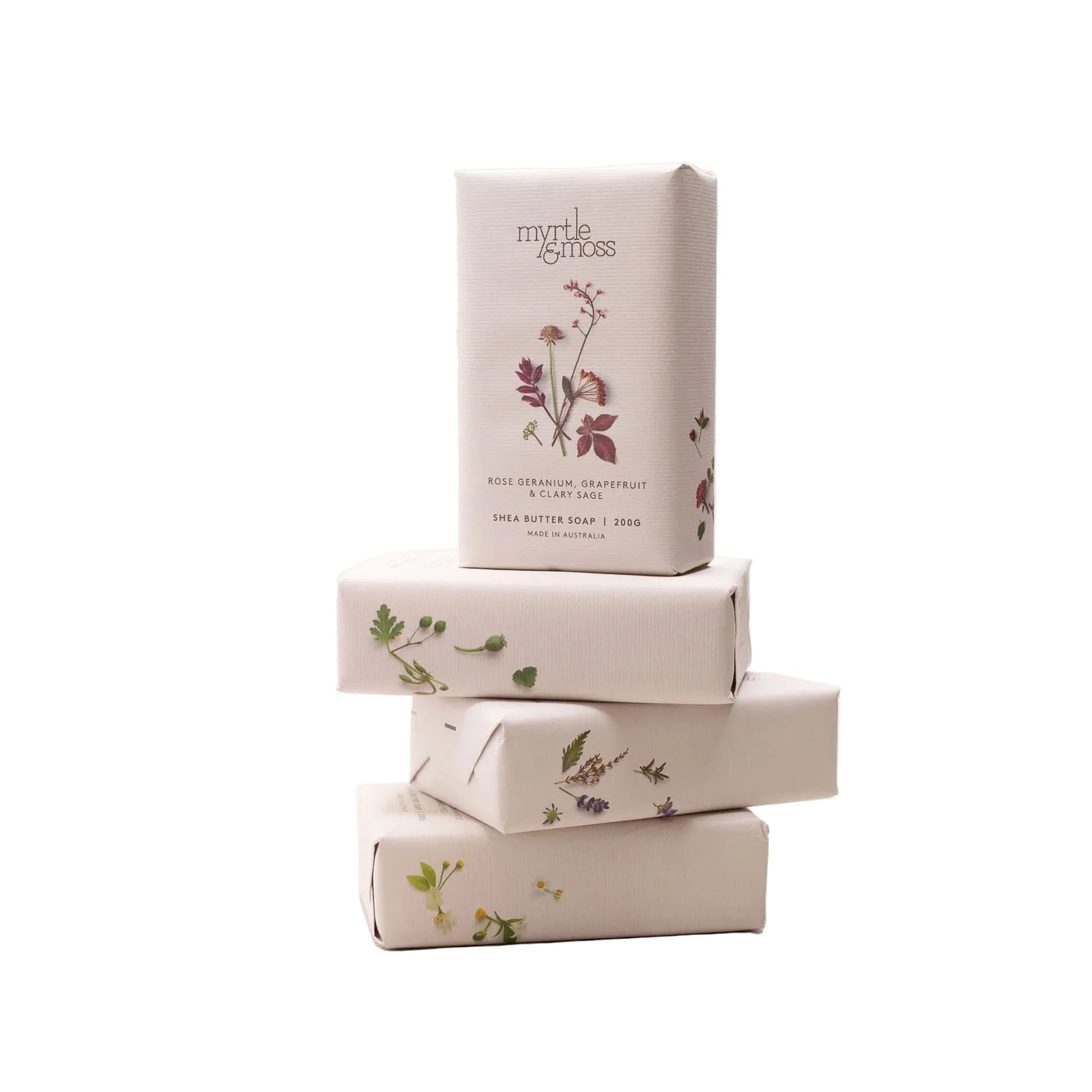 Myrtle and Moss Rose Geranium, Grapefruit & Clary Sage Shea Butter Soap 200g | Minimax