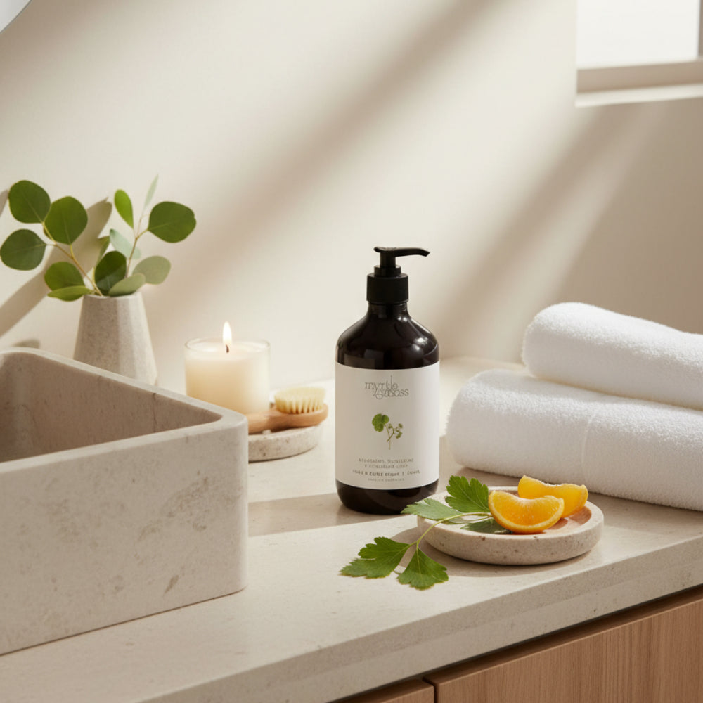 Myrtle and Moss Bergamot, Tangerine & Geranium Leaf Hand & Body Wash 500ml | Minimax