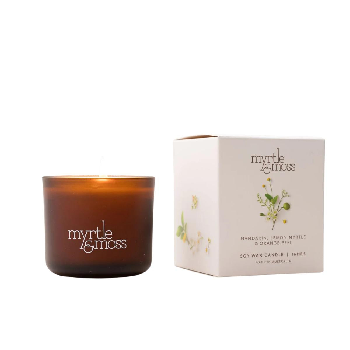 Myrtle and Moss Mandarin, Lemon Myrtle & Orange Peel 16 Hour Mini Candle 80g | Minimax