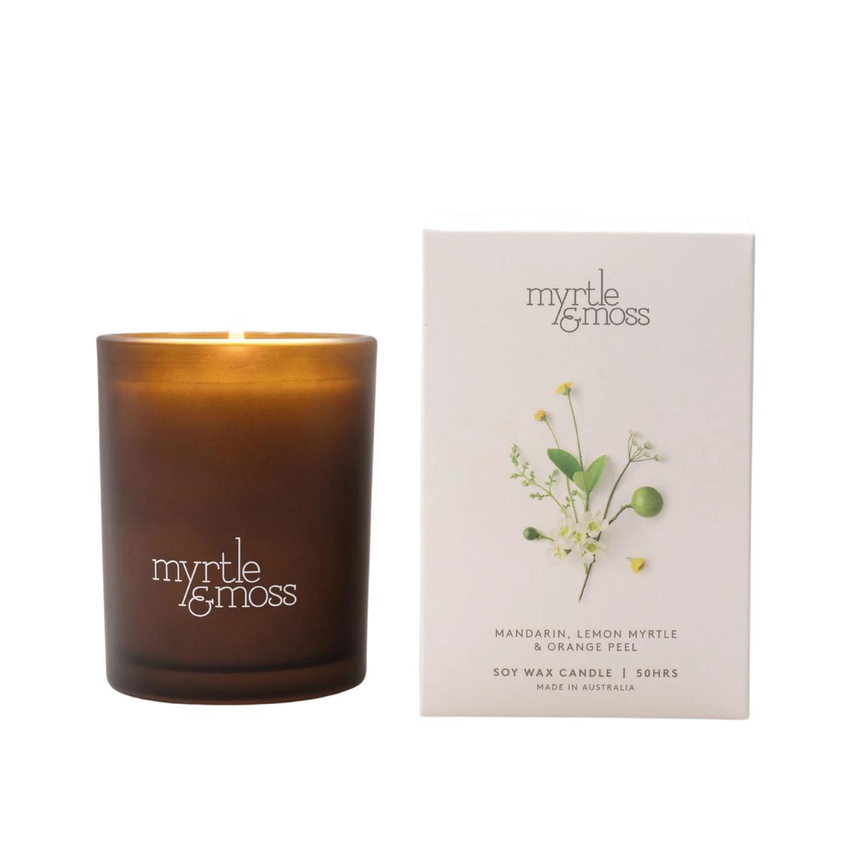 Myrtle and Moss Mandarin, Lemon Myrtle & Orange Peel 50 Hour Mini Candle 300g | Minimax