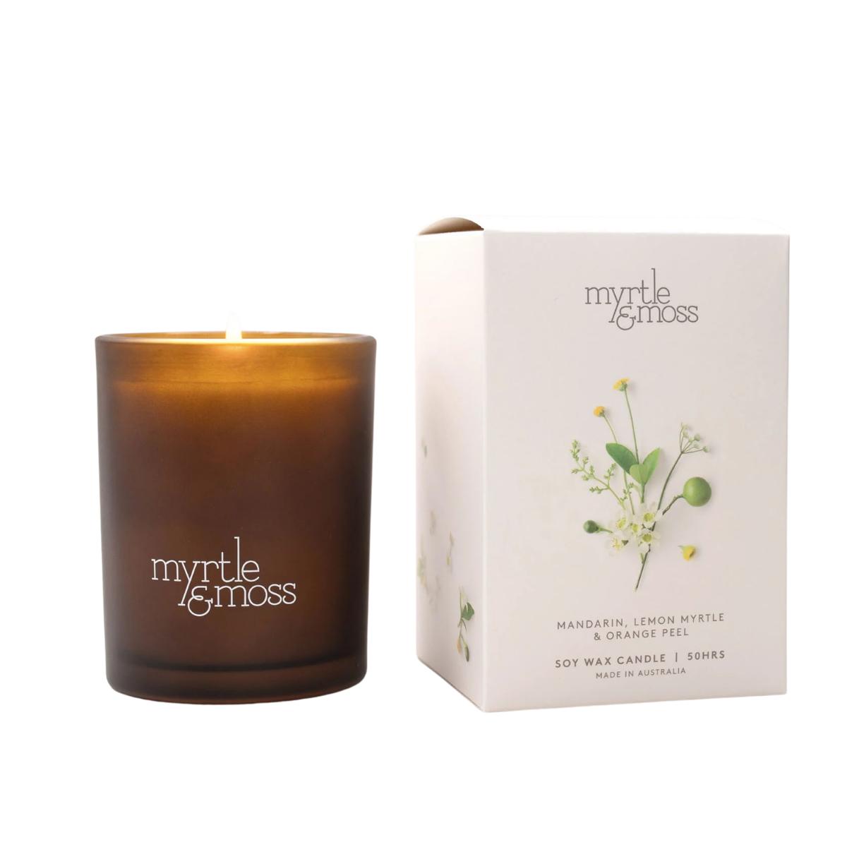 Myrtle and Moss Mandarin, Lemon Myrtle & Orange Peel 50 Hour Mini Candle 300g | Minimax