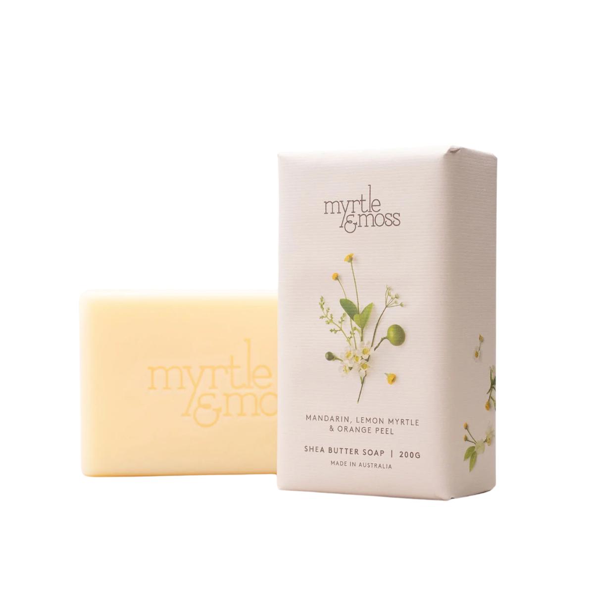 Myrtle and Moss Mandarin, Lemon Myrtle & Orange Peel Shea Butter Soap 200g | Minimax

