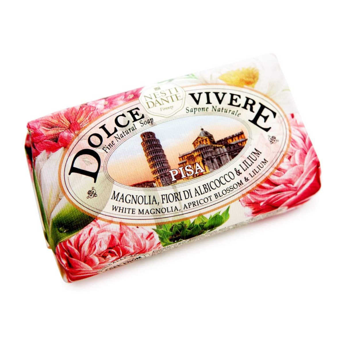 Nesti Dante Florence Dolce Vivere Pisa Soap 250g – close-up of Lake Como edition wrapped bar with floral design
