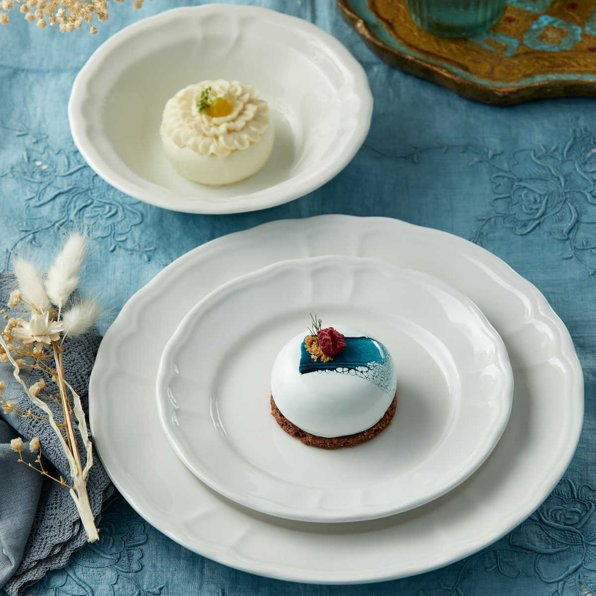 Noritake Baroque Dinner Set White 12 Piece | Minimax