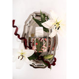 The Aromatherapy Co. White Lily & Holly Candle 80g – festive soy wax candle in white glass jar with seasonal green and red gift box