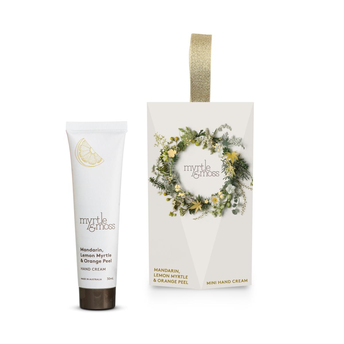 Myrtle and Moss Citrus Handcream Ornament – festive mini hand cream gift in mandarin, lemon myrtle and orange peel scent with hang tag.