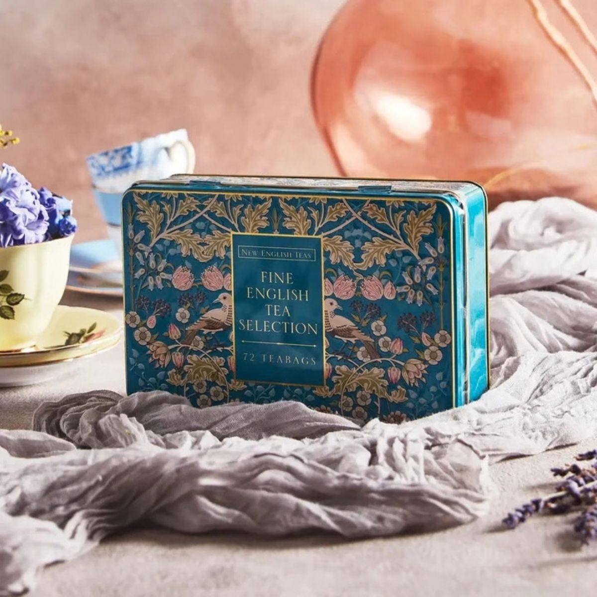  English Teas Song Thrush Tea Tin Teal with 72 Tea Bags