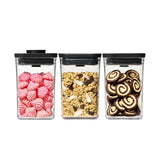 OXO POP 2.0 3 piece airtight food storage container set black lids kitchen pantry organisers