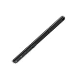 Ooni Pizza Oven Brush Short, angled view of compact pizza oven brush with wooden handle and metal scraper