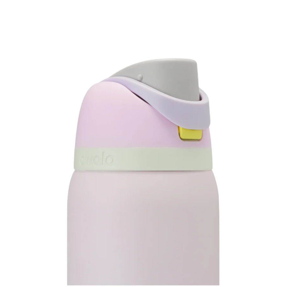 Push-button lid opens to reveal dual drinking spout design
