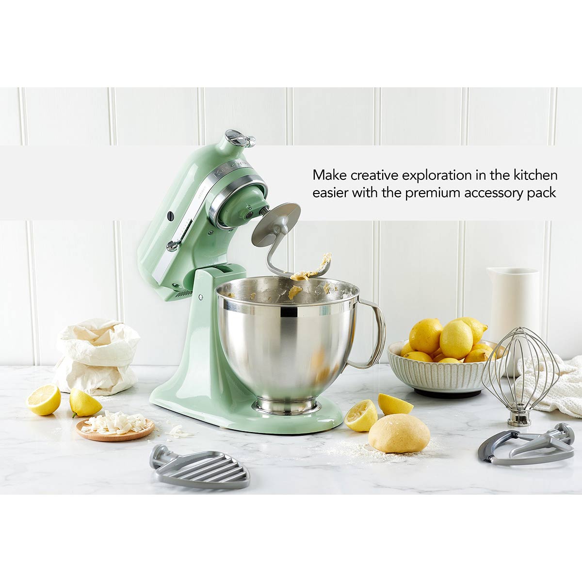 KitchenAid KSM195 Artisan Series Tilt-Head Stand Mixer with Premium Accessory Pistachio 4.8L | Minimax
