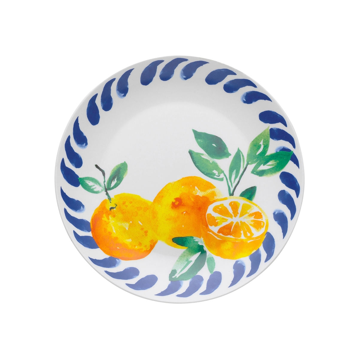 Porto Positano Side Plate Orange Design and Blue Border 20cm  | Minimax