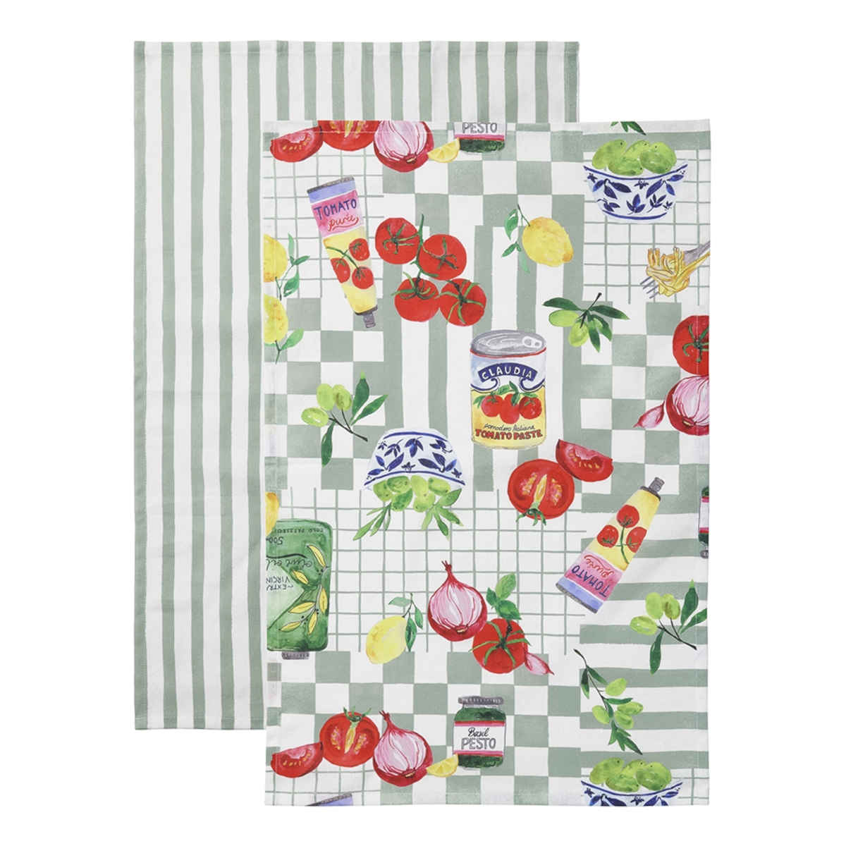 Porto Valentina Tea Towels Sage Set of 2