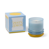 Paddywax Stacked Zesty Lemon Candle 198g, stacked ceramic candle in lemon-inspired design with lid