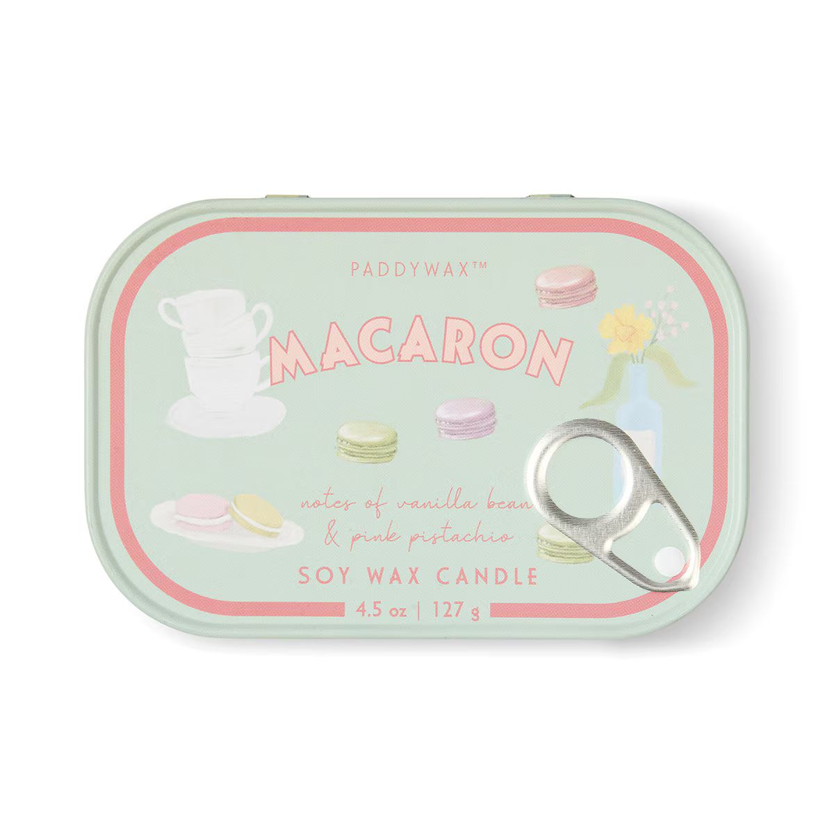 Paddywax Bistro Macaron Tin Candle (Pink Pistachio) 127G
