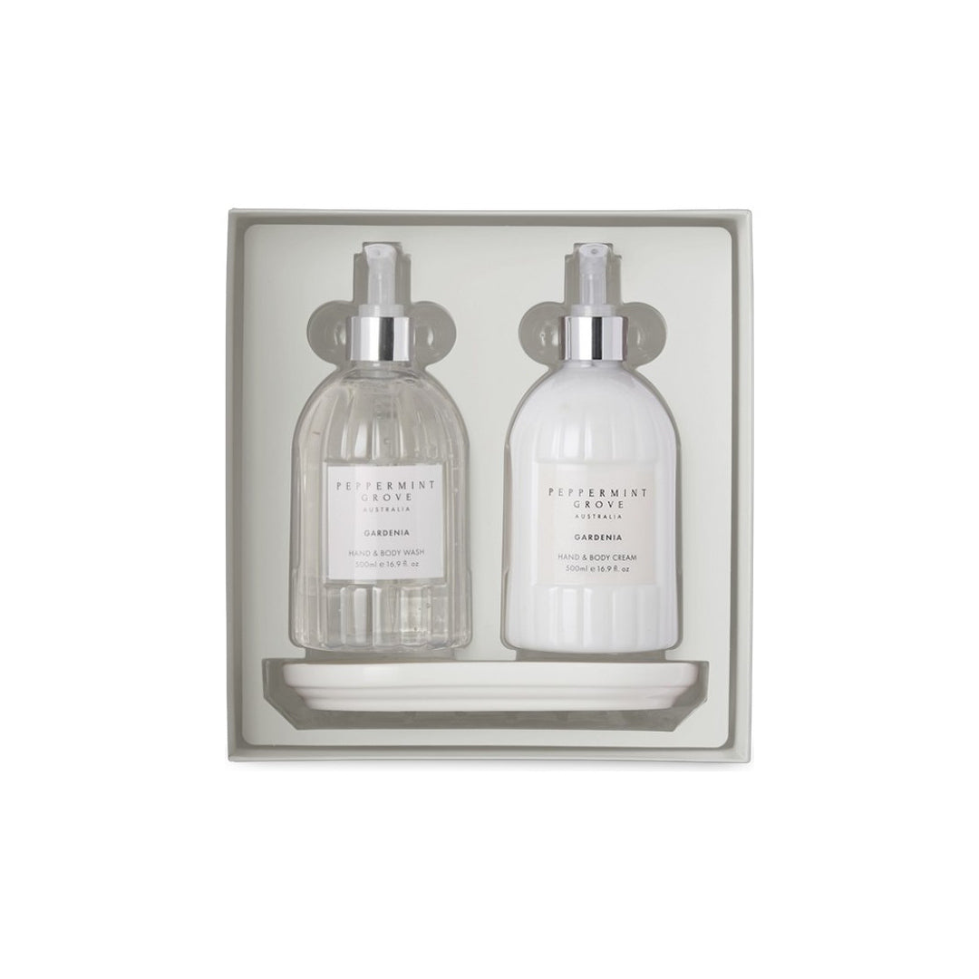 Beautifully boxed Peppermint Grove Gardenia gift set, ready for gifting and everyday luxury