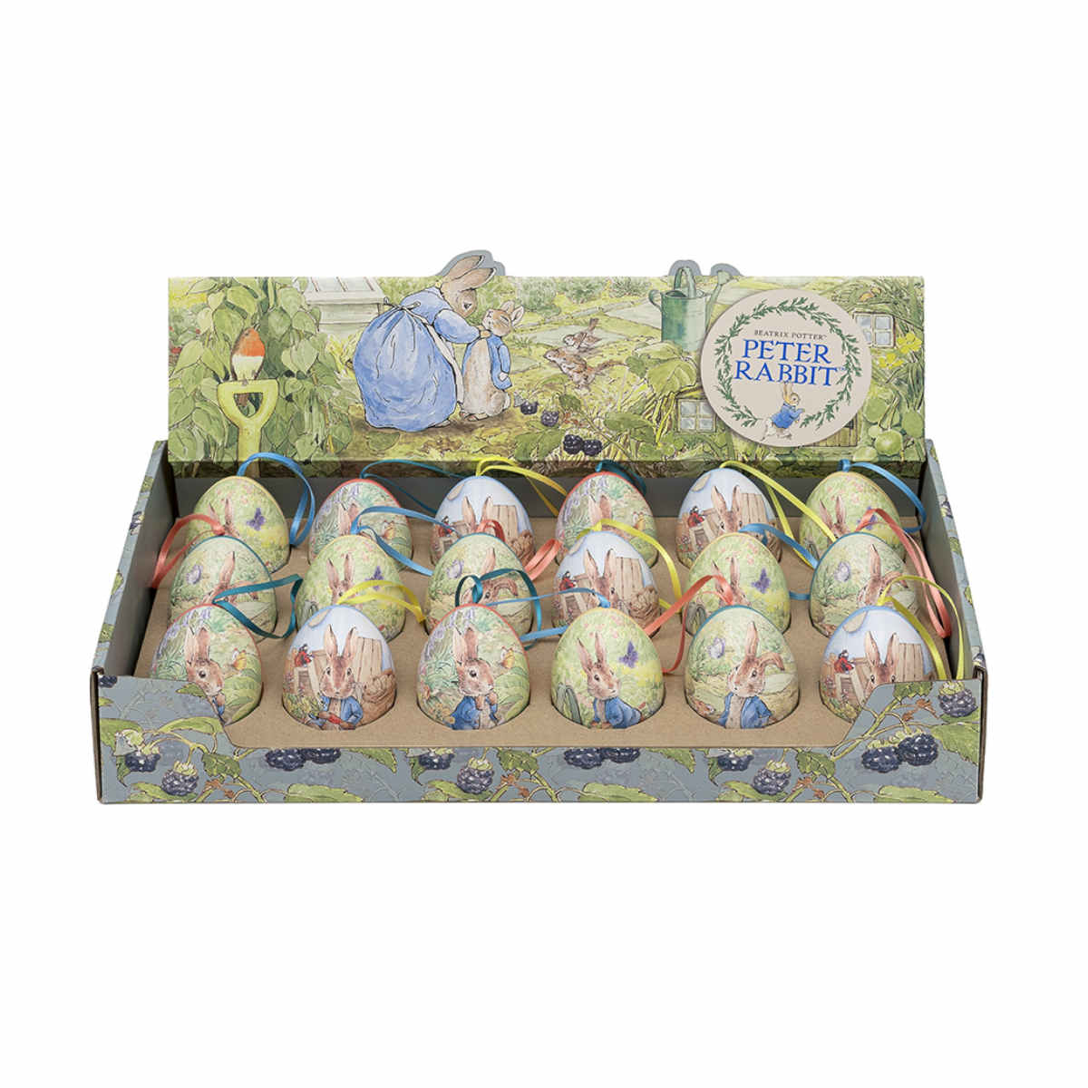 Peter Rabbit Mini Egg Tin 6.9 x 5.2cm with illustrated Peter Rabbit design on lid