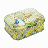 Peter Rabbit Rectangle Tin with illustrated Peter Rabbit garden scene design