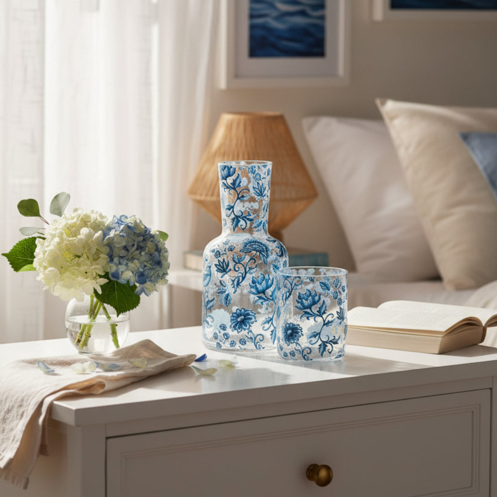 Pilbeam Living Chinoiserie Water Carafe Set Blue 770ml