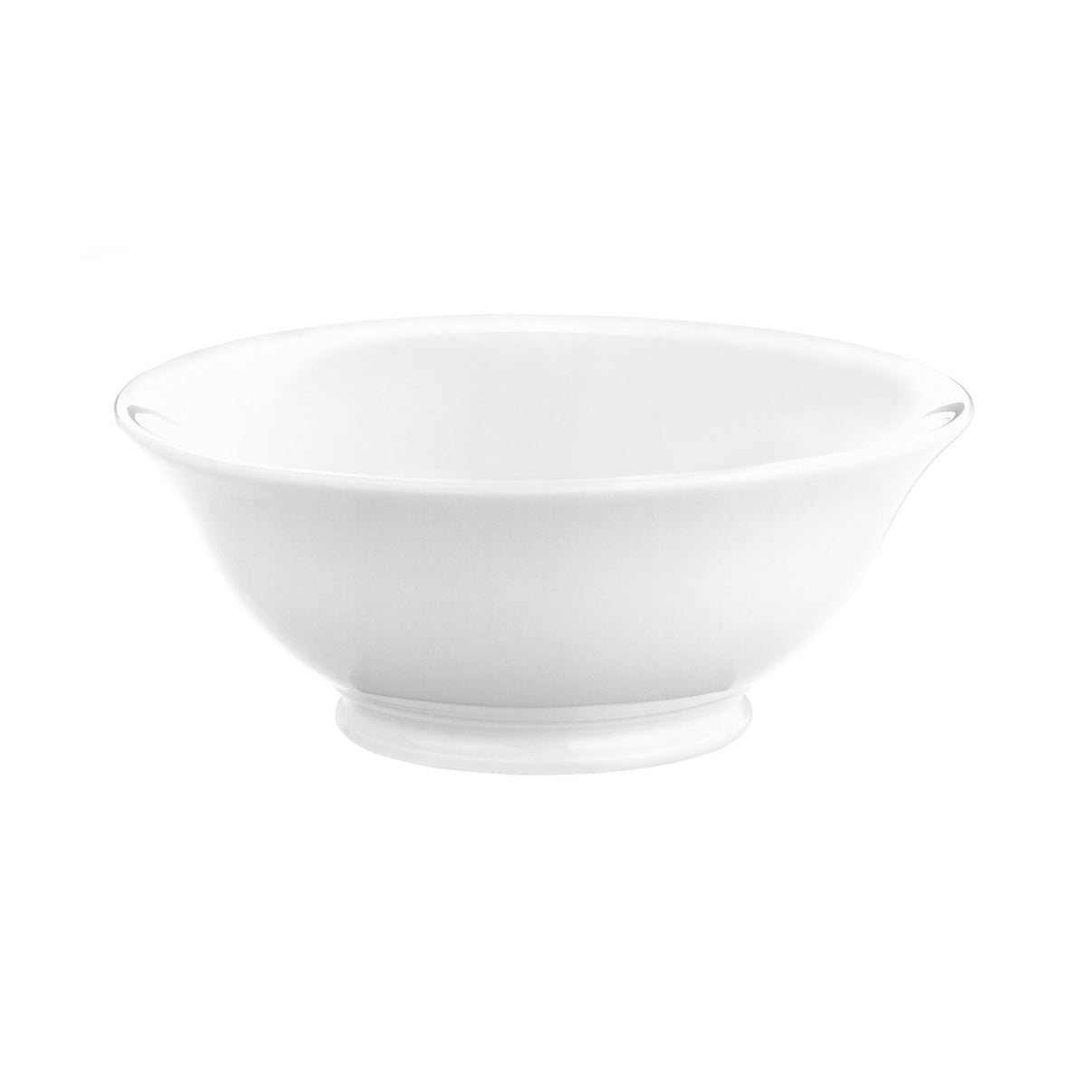 Pillivuyt Ordinaire Salad Bowl 22cm – side view with flared rim and classic white porcelain design
