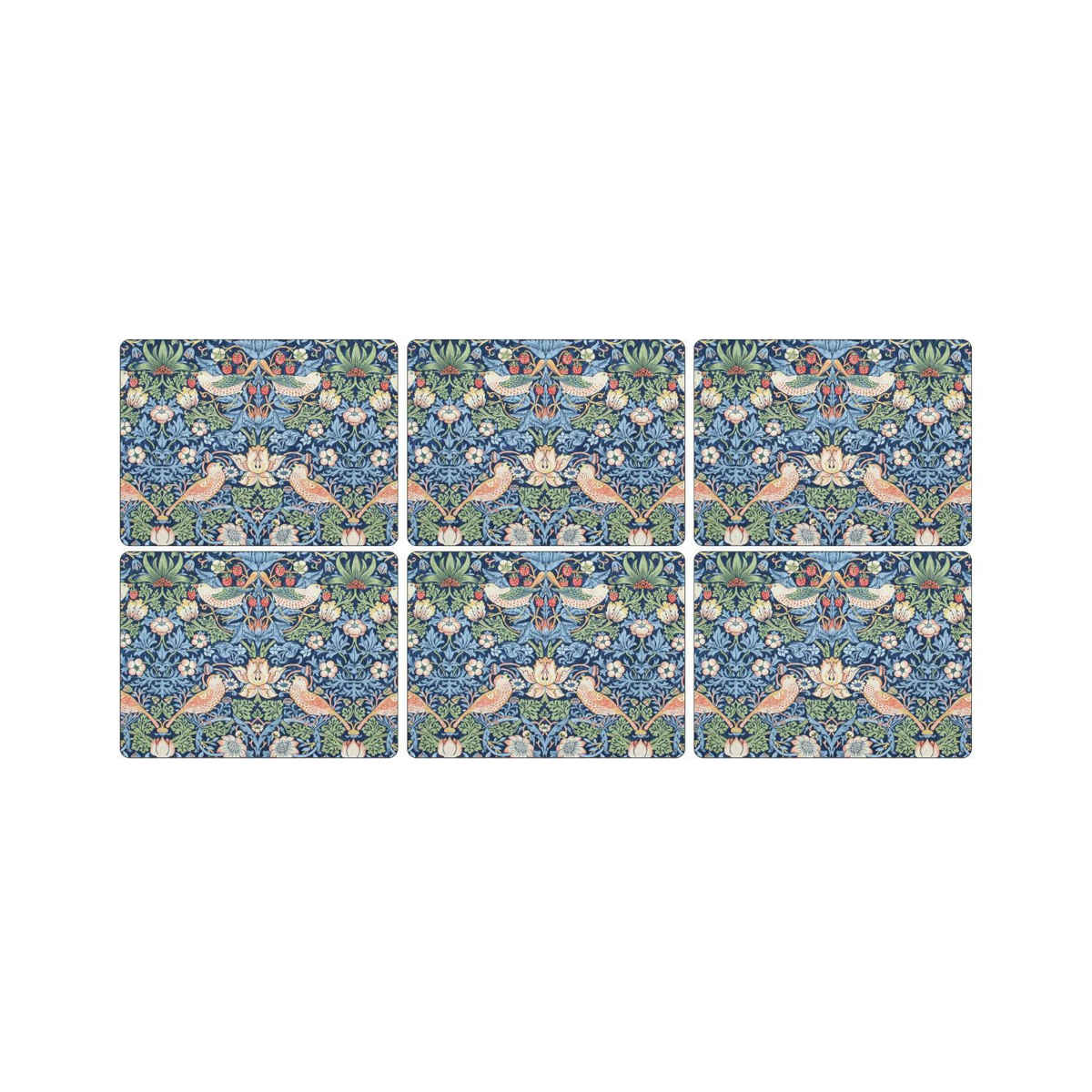 Pimpernel Strawberry Thief Placemats Blue Set of 6 | Minimax