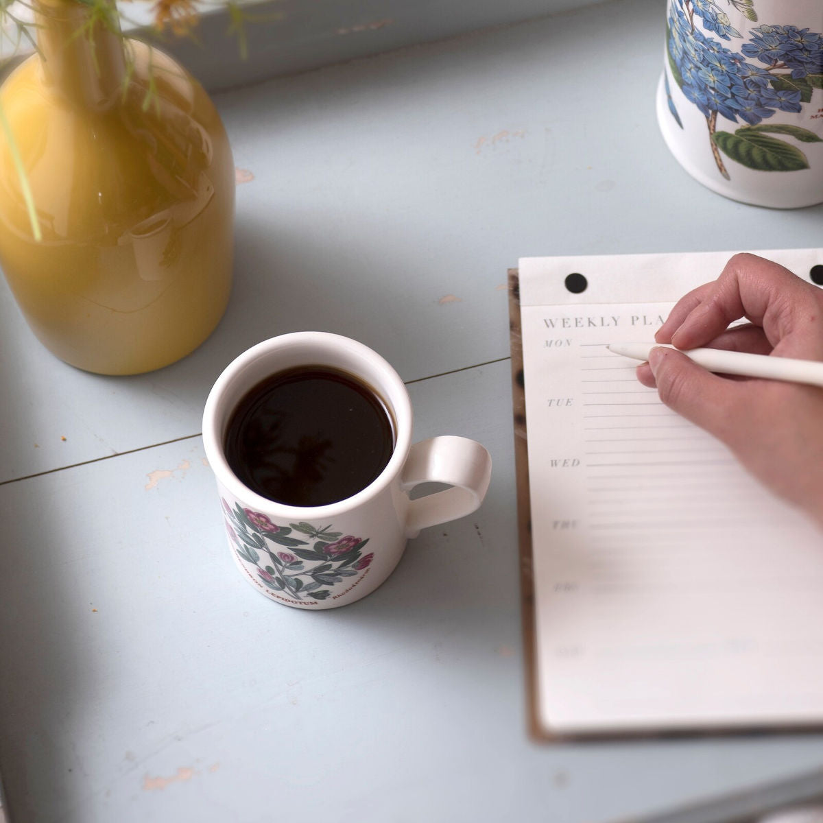 Portmeirion Botanic Garden 280ml coffee mugs set with assorted floral designs and white handles