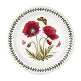 Portmeirion Botanic Garden Entrée Plate 20cm set featuring assorted floral patterns with butterflies and green leaf border, made from fine earthenware