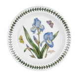 Portmeirion Botanic Garden Entrée Plate 20cm set featuring assorted floral patterns with butterflies and green leaf border, made from fine earthenware