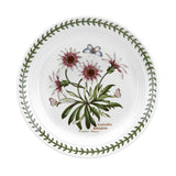 Portmeirion Botanic Garden Entrée Plate 20cm set featuring assorted floral patterns with butterflies and green leaf border, made from fine earthenware