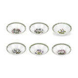 Portmeirion Botanic Garden 15cm oatmeal bowls set with assorted floral designs and green leaf border