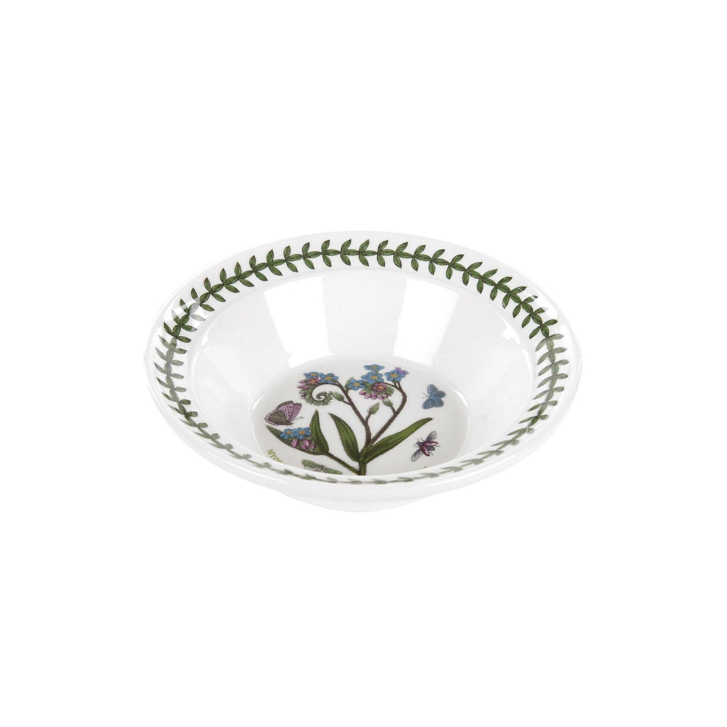 Portmeirion Botanic Garden 15cm oatmeal bowls set with assorted floral designs and green leaf border