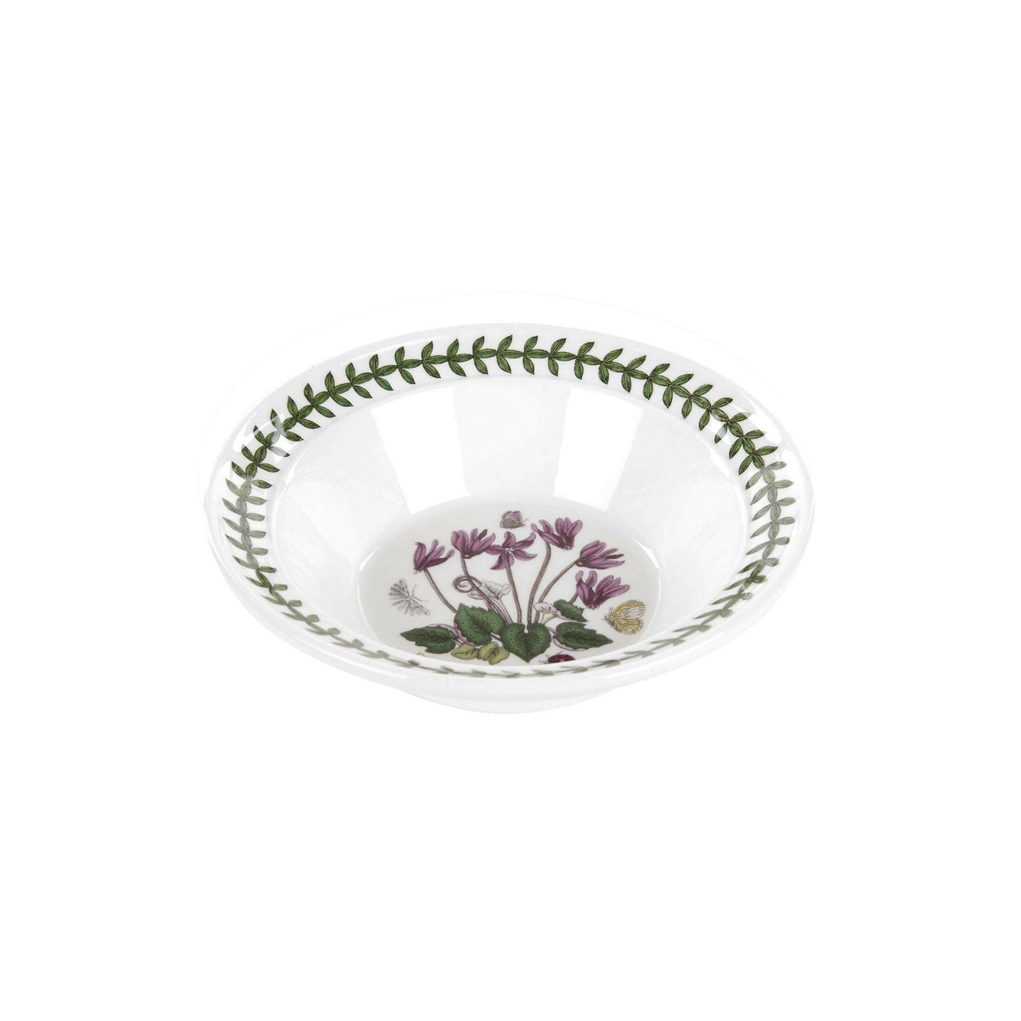 Portmeirion Botanic Garden 15cm oatmeal bowls set with assorted floral designs and green leaf border