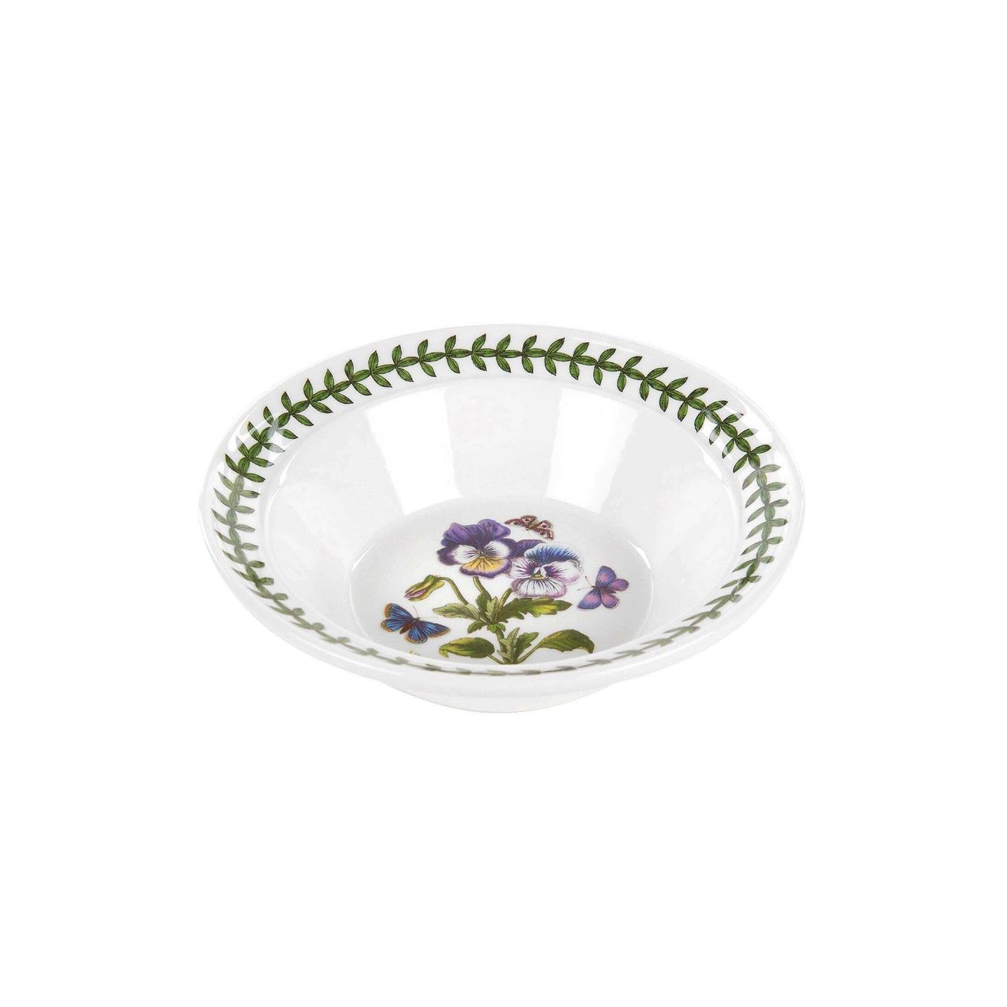 Portmeirion Botanic Garden 15cm oatmeal bowls set with assorted floral designs and green leaf border