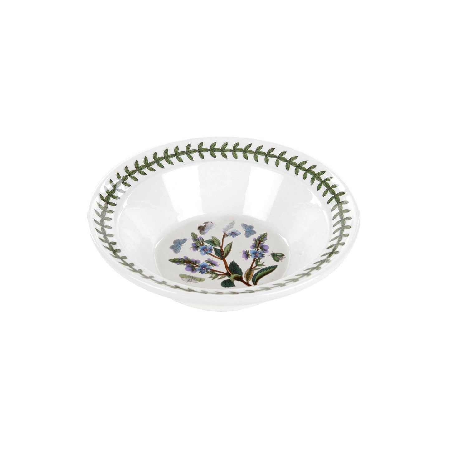 Portmeirion Botanic Garden 15cm oatmeal bowls set with assorted floral designs and green leaf border