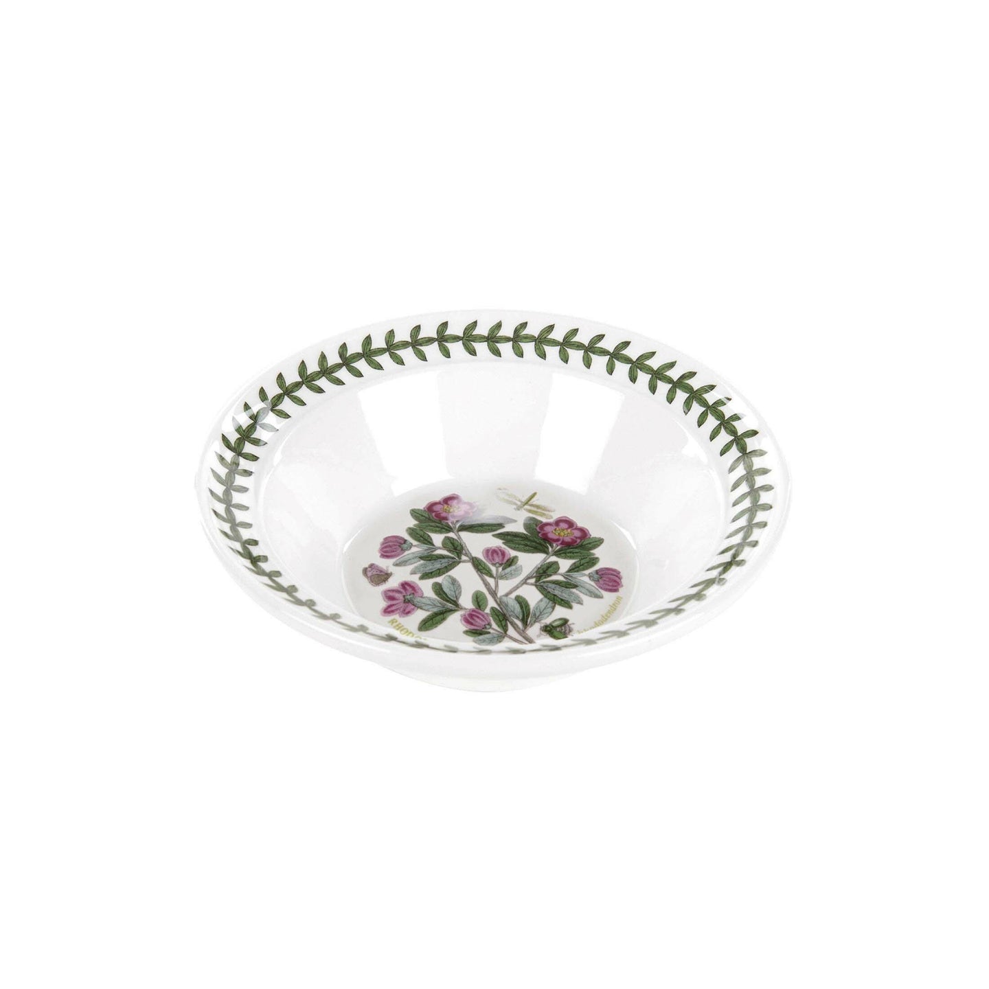 Portmeirion Botanic Garden 15cm oatmeal bowls set with assorted floral designs and green leaf border